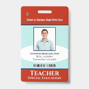 Employee Photo Name Logo Bar Code Custom  ID Badge