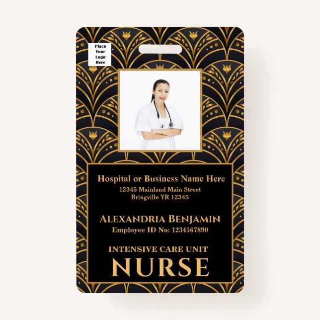 Employee Photo Name Logo Bar Code Hospital ID Badge (Front)