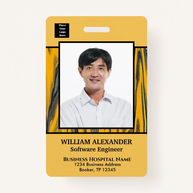 Employee Photo Name Logo Bar Code ID Card Custom  ID Badge (Front)