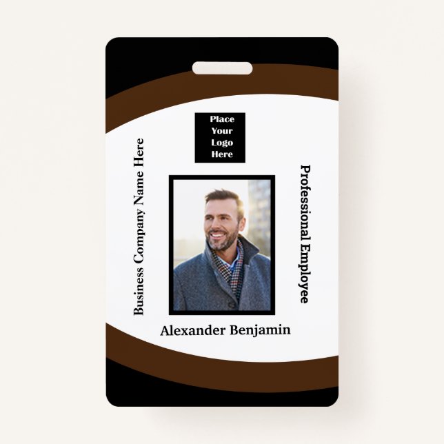 Employee Photo Name Logo Bar Code ID Custom ID Badge (Front)
