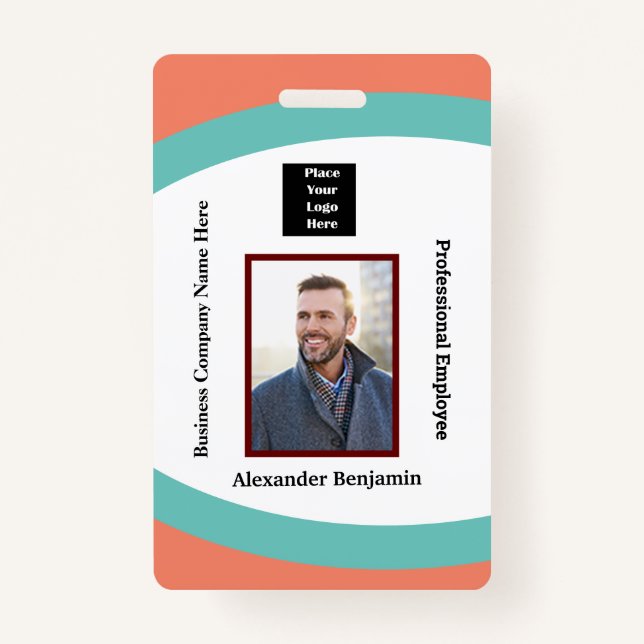 Employee Photo Name Logo Bar Code ID Custom ID Badge (Front)