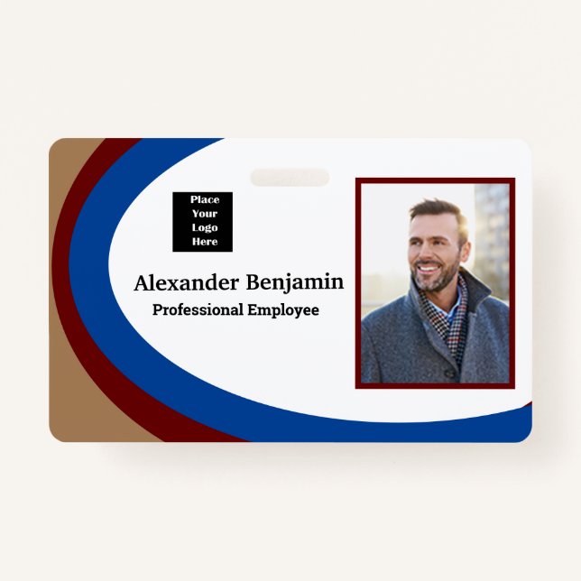 Employee Photo Name Logo Bar Code ID Custom ID Badge (Front)