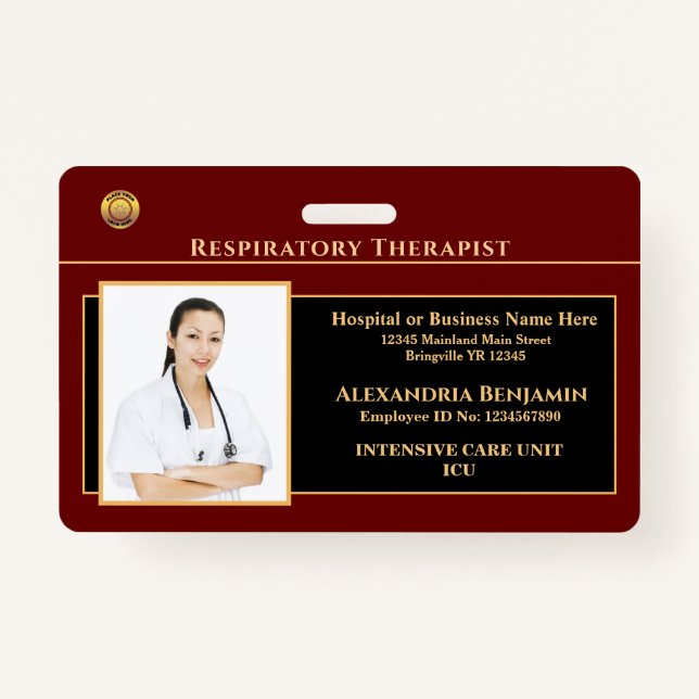 Employee Photo Name Logo Hospital Personalise  ID Badge (Front)
