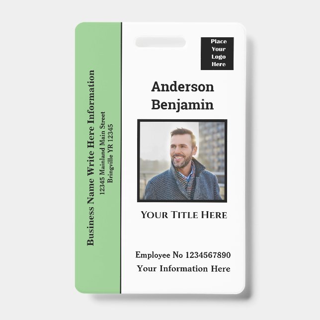 Employee Photo Name Logo ID Card Bar Code Personal Badge (Front)