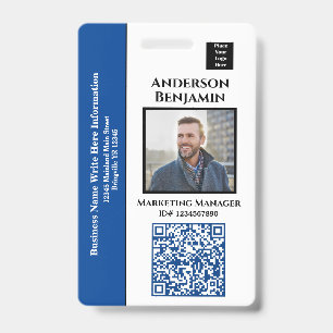 Employee Photo Name QR Code Bar Code ID Custom  Badge