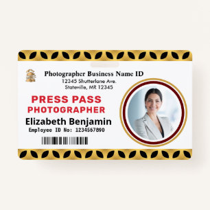 Employee Photo Press Pass Logo ID Card Custom  ID Badge