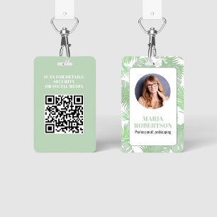 Employee Photo QR Code Palm Leaves ID Badge