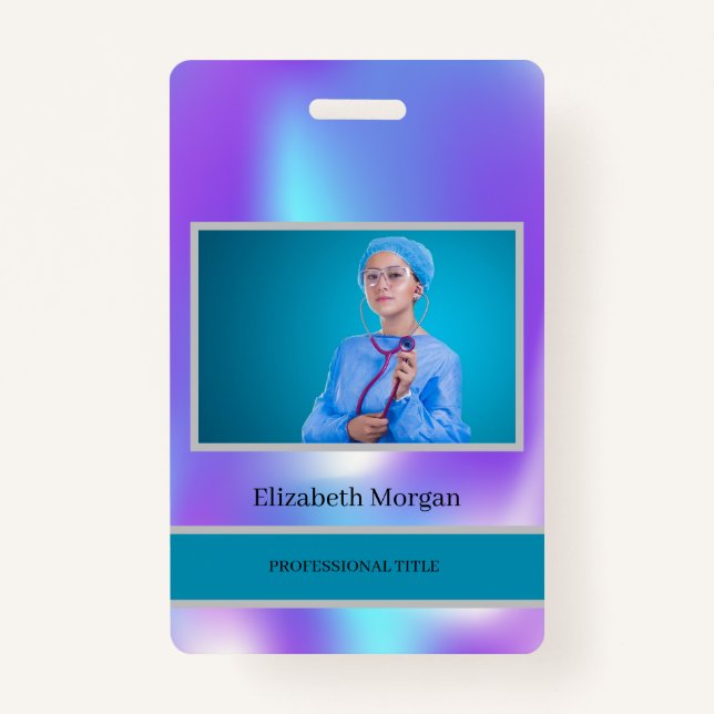 Employee Photo Trendy Holographic ID Badge (Front)