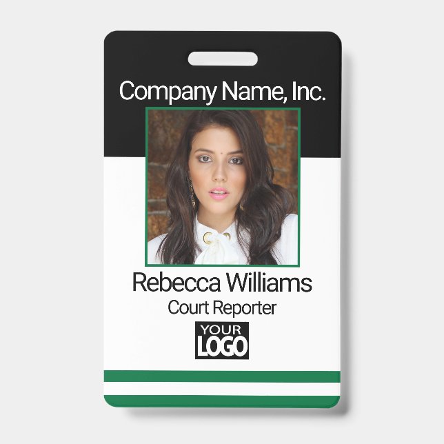 Employee Picture Badge - Dark Green ID Badge (Front)