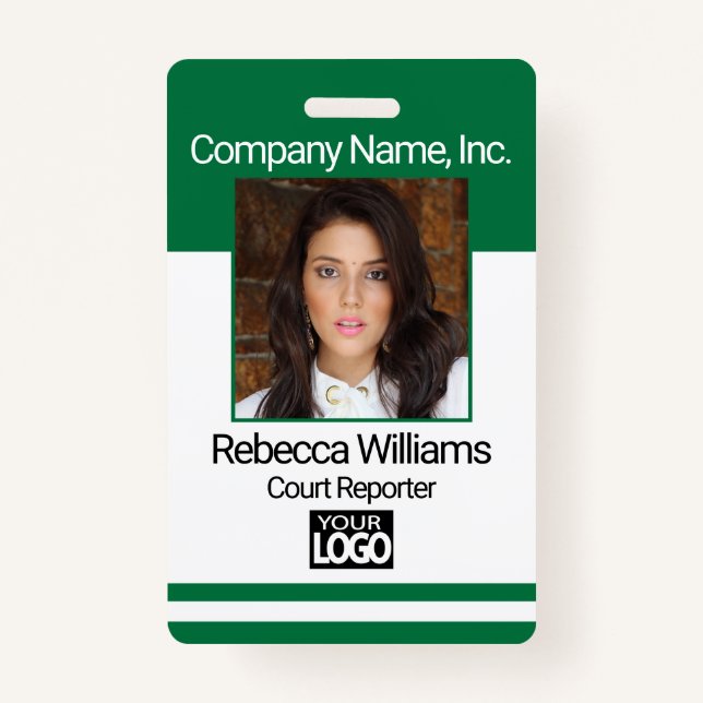 Employee Picture Badge - Green ID Badge (Front)