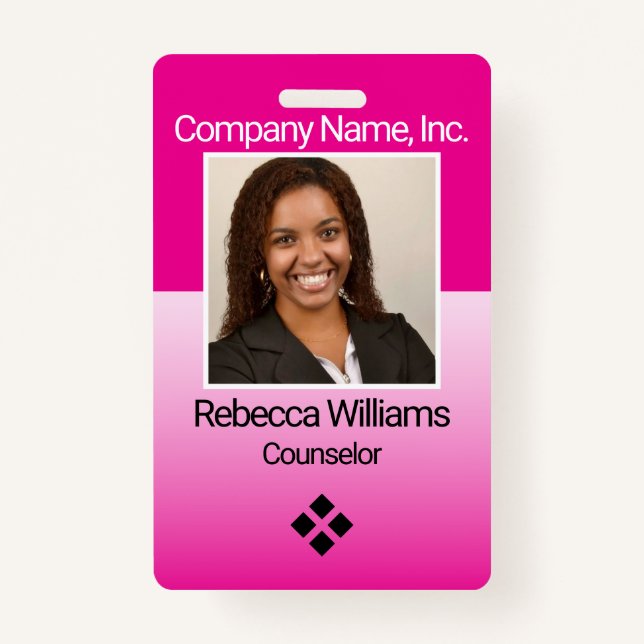 Employee Picture Badge - Pink ID Badge (Front)