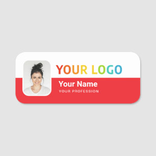 Employee Pin Name Tag or Magnetic with Logo, Photo