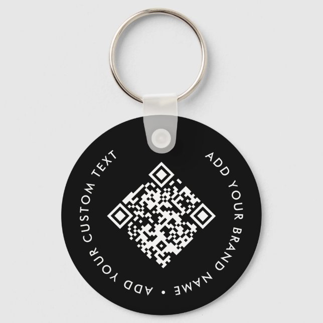 Employee QR Code Black Business Logo Keychain (Back)