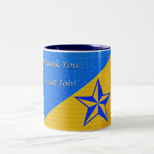 Employee Recognition Blue Star Two-Tone Coffee Mug