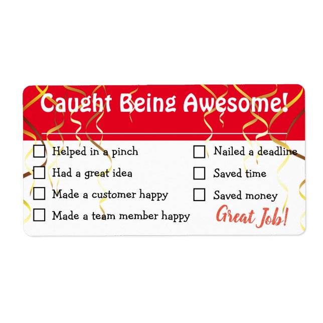 Employee recognition board awesome checklist award (Front)