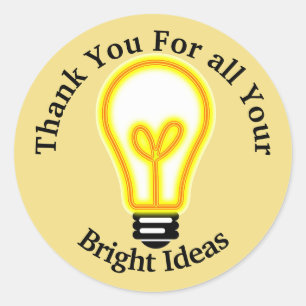 Employee Recognition Bright Ideas Light Bulb Classic Round Sticker