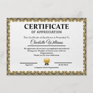 Employee Recognition Certificate of Appreciation