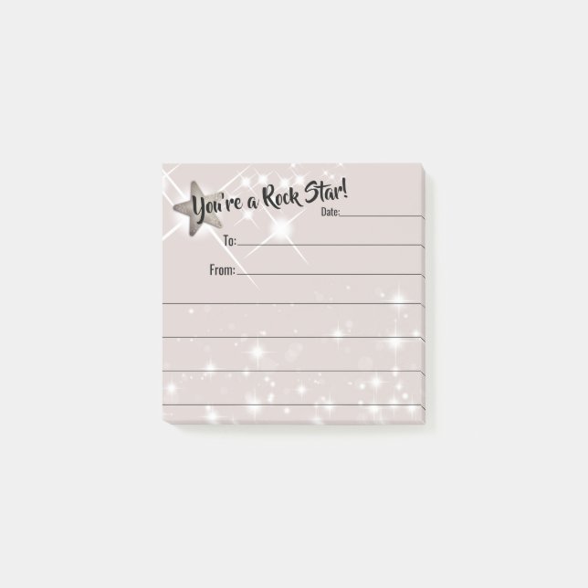 Employee recognition post-it award rock star notes (Front)