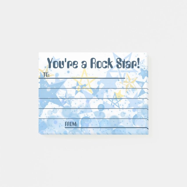 Employee recognition post-it award rock star post-it notes (Front)