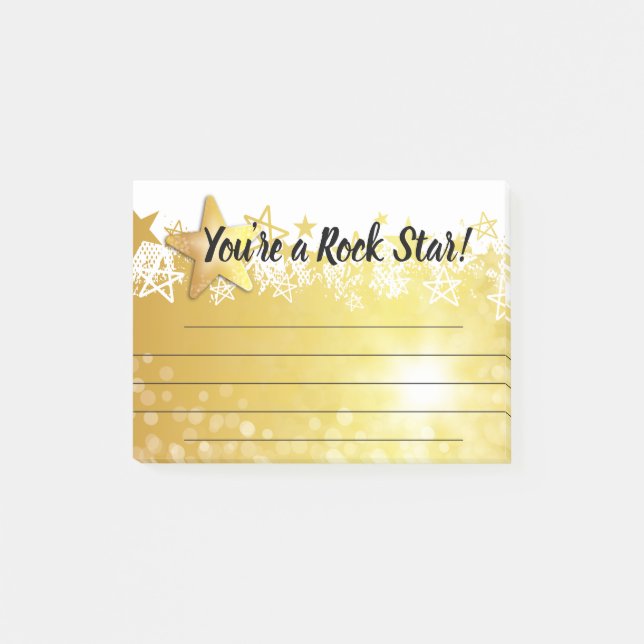 Employee recognition post-it award rock star post-it notes (Front)