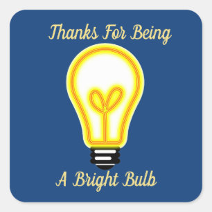 Employee Recognition Thank You Bright Light Bulb Square Sticker
