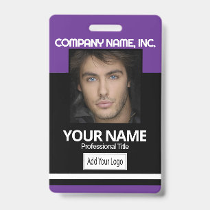 Employee / School Photo Badge - Black and Purple ID Badge