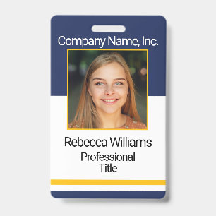 Employee / School Photo Badge - Navy and Gold ID Badge