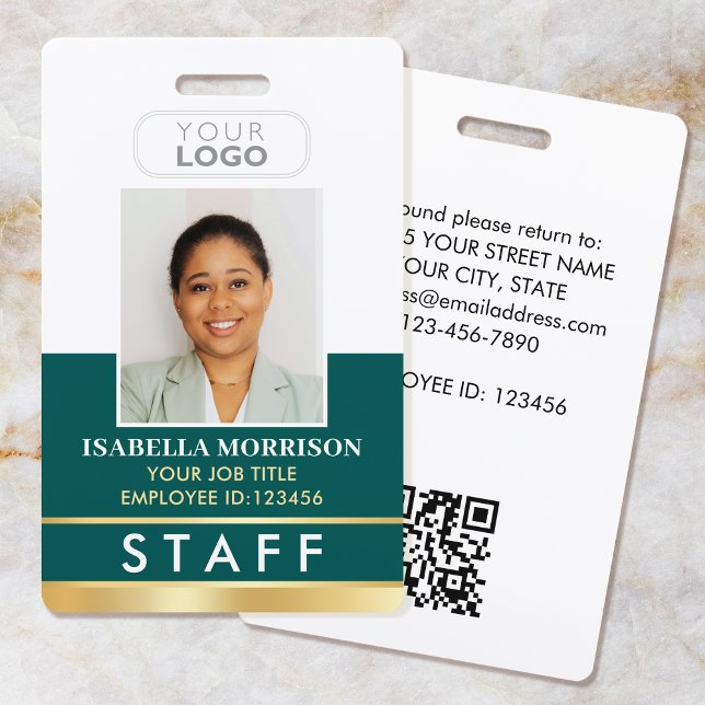 Employee Staff ID Name Logo Green Gold Gradient Badge (Creator Uploaded)