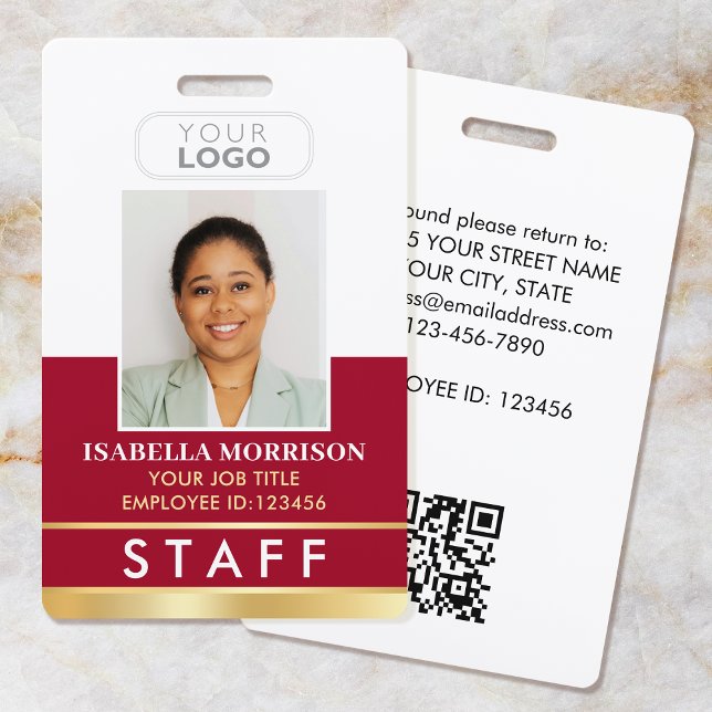 Employee Staff ID Name Logo Red Gold Gradient ID Badge (Creator Uploaded)