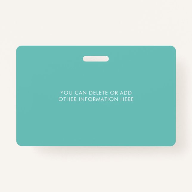 Employee Staff ID | Teal Logo Photo ID Badge (Back)