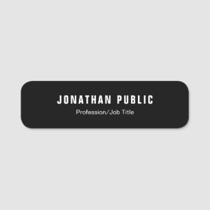 Employee Staff Name Tags Modern Black And White