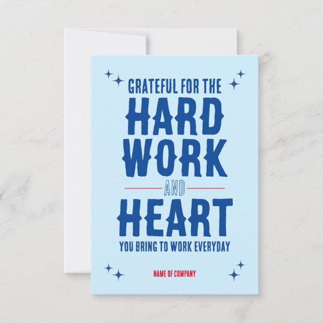 Employee Staff Thank You Appreciation Card (Front)