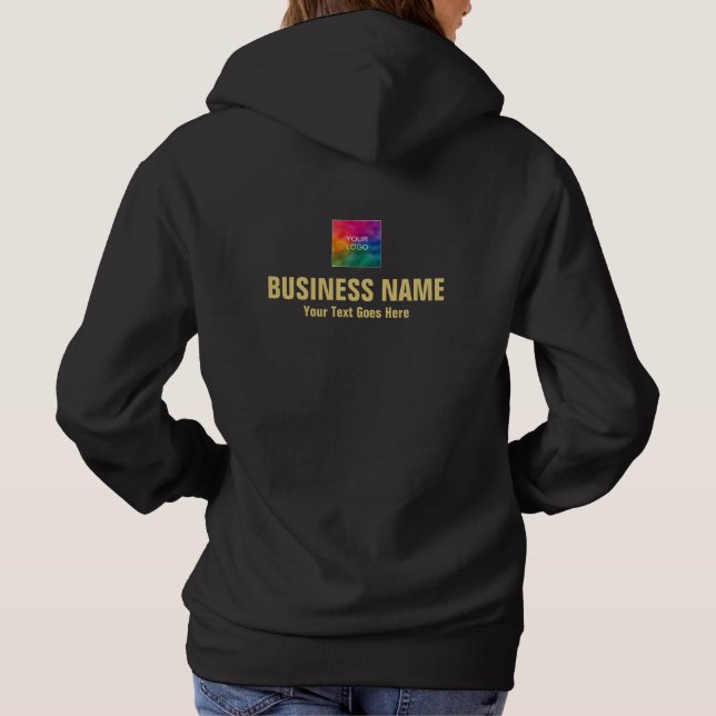Employee Staff Upload Logo Womens Black And Gold Hoodie (Back)
