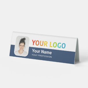 Employee Table Tent Logo, Name, Photo, Qr Code