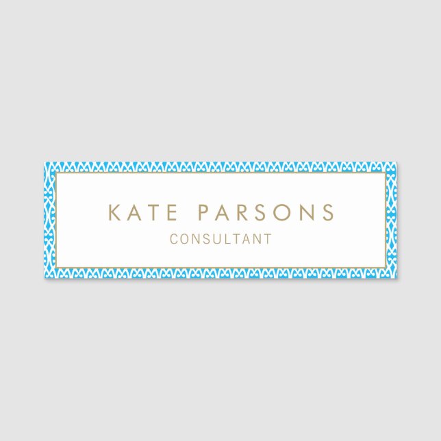  Employee Tag Pretty Blue Border (Front)