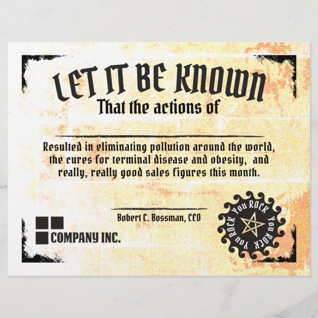 Employee top sales funny work certificate award (Front)