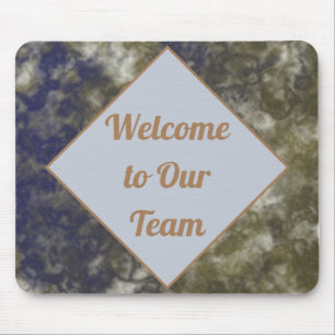 Employee Welcome Blue Gold Abstract Professional Mouse Mat