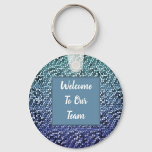 Employee Welcome Blue Mosaic Business Team Key Ring
