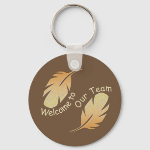 Employee Welcome Dark Brown Feathers Business Team Key Ring
