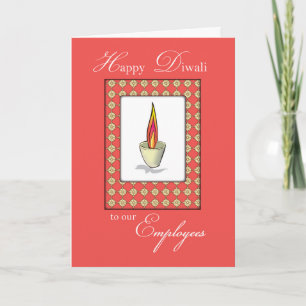 Employees Diwali Candle on Red Card