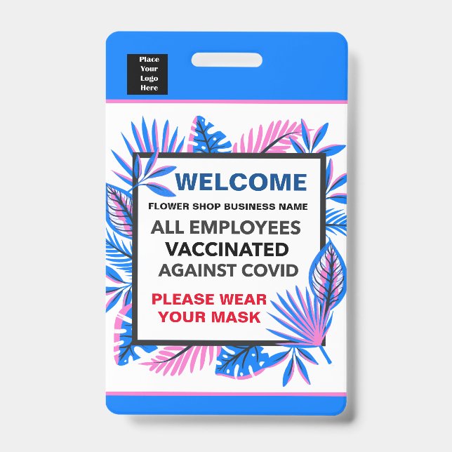 Employees Vaccinated Business Logo Custom  ID Badge (Front)
