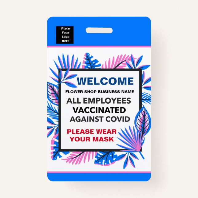 Employees Vaccinated Business Logo Custom  ID Badge (Front)
