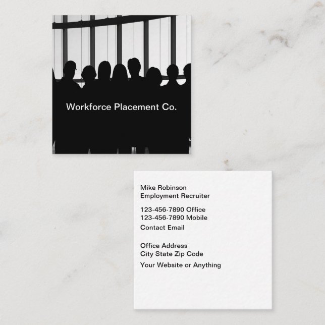 Employment Agency Work Job Placement Square Business Card (Front/Back)
