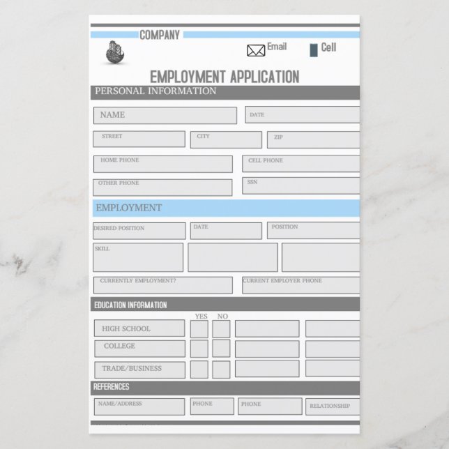 Employment sheet (Front)