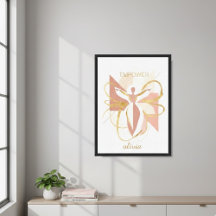 Empower Abstract Golden Woman Silhouette Art