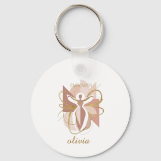 Empower Abstract Golden Woman Silhouette Art Key Ring