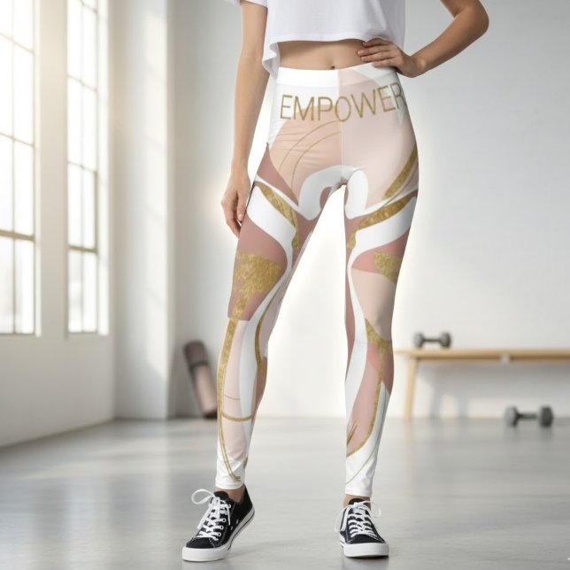 Empower Abstract Golden Woman Silhouette Art Leggings (Creator Uploaded)