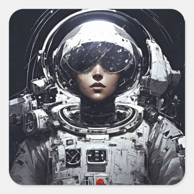 Empower Your Imagination with our Girl Astronaut Square Sticker (Front)