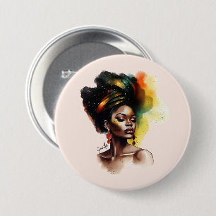 Empowered African-American Woman (2) 7.5 Cm Round Badge