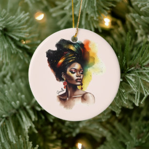Empowered African-American Woman (2) Ceramic Tree Decoration